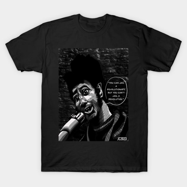 Fred Hampton “Can’t Jail A Revolution” portrait (digital) T-Shirt by StagArtStudios